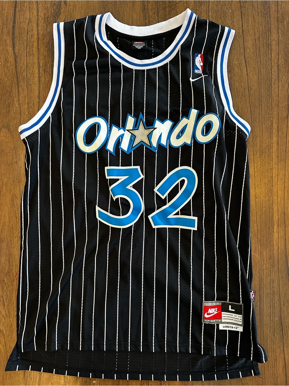 Nike Orlando Magic Shaquille O’Neal #32 Authentic Jersey Black Pinstripe Large +